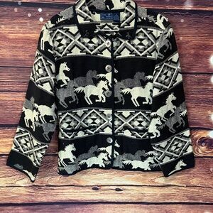 Jane Ashley Black and White Horse Sweater Vintage